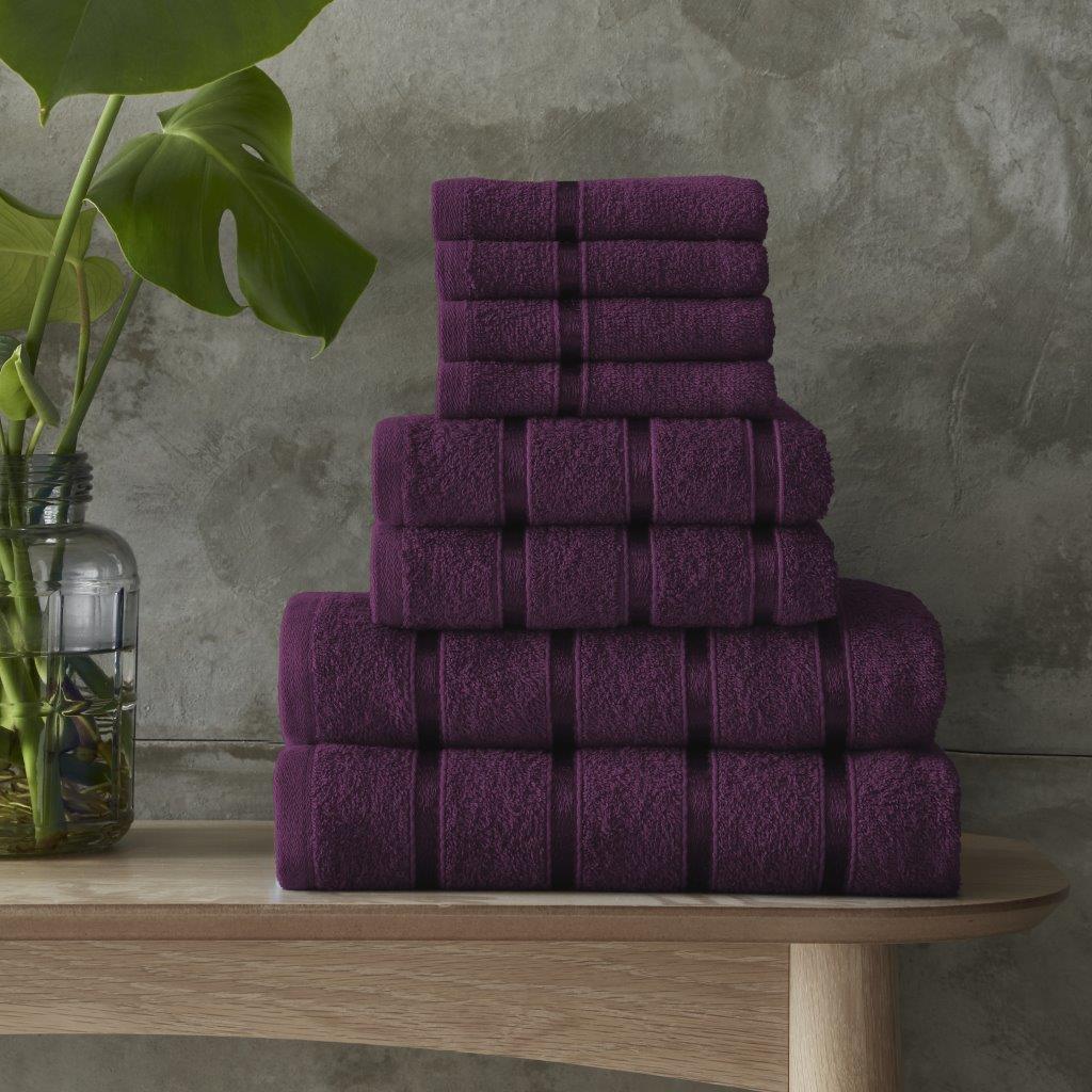 8 Piece Towel Set Aubergine Barnardo s Online Charity Shop